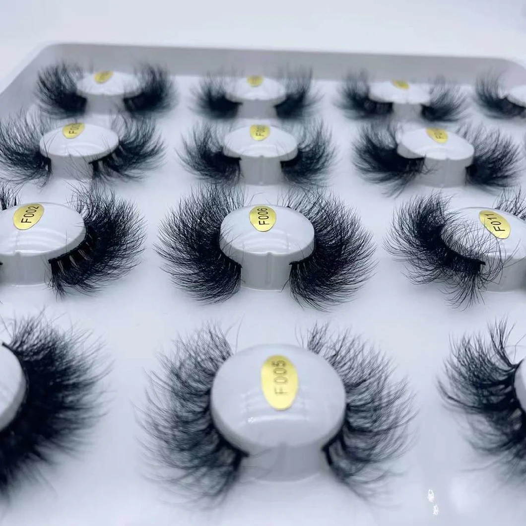 Beauty Eyelashes Makeup Lashes Cosmetic 25mm 3D Individual Eyelash Extension Human Hair Mink Eyelashes with Free Box