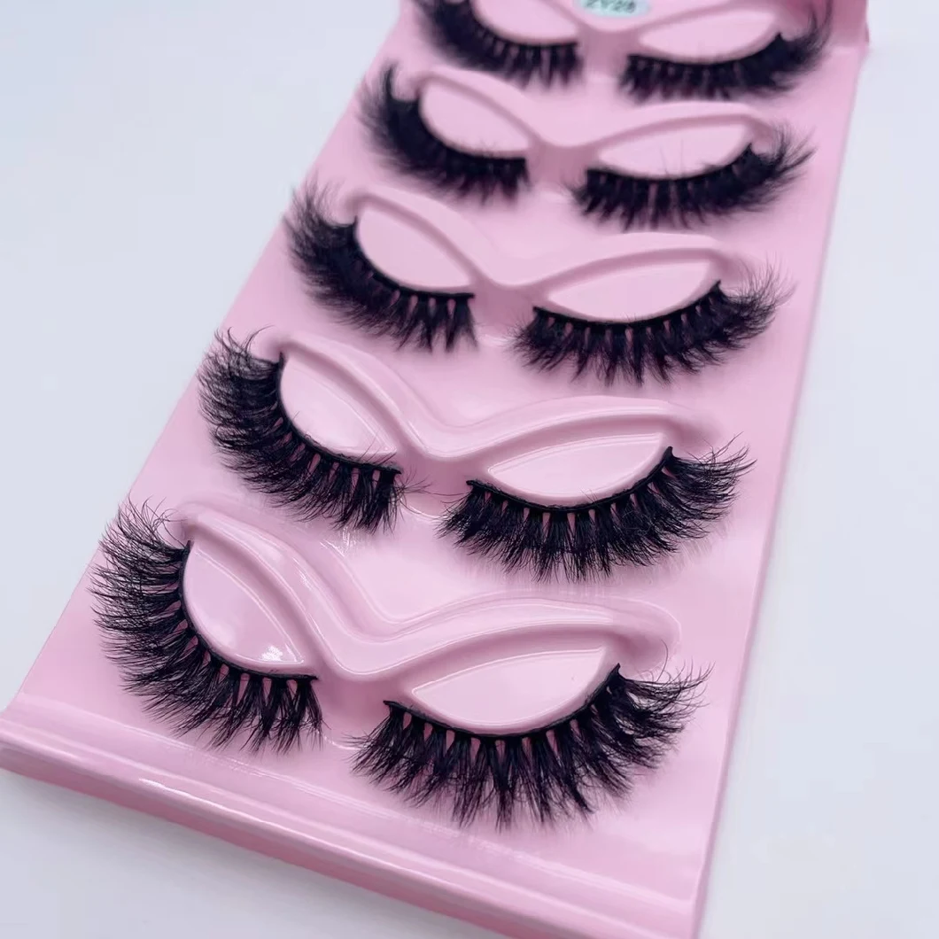 Makeup Beautiy 3D 5D 5pairs Faux Mink Fiber Eyelash Comestics Silk Eyelashes with Free Package Box