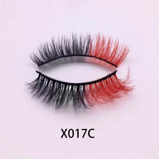 Vente en gros de bandes de vison 3D Cils de faux cils de vison ailés colorés