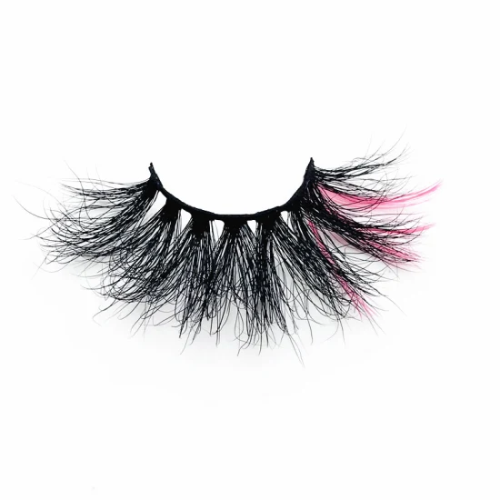 Fournisseur de gros cils de couleur vison à la mode noir avec surligneur rouge cils de couleur / 2 tons cils mixtes 71A-7c