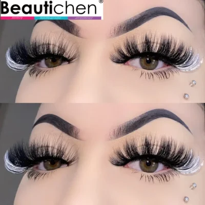 Beautichen Eyelash Vendor 15-25mm Couleur Faux Cils Épais Fluffy Mink Eyelash Full Fluffy Dramatic Natural Eyelashes with Shiny Glitter 3D Mink Strip Lashes